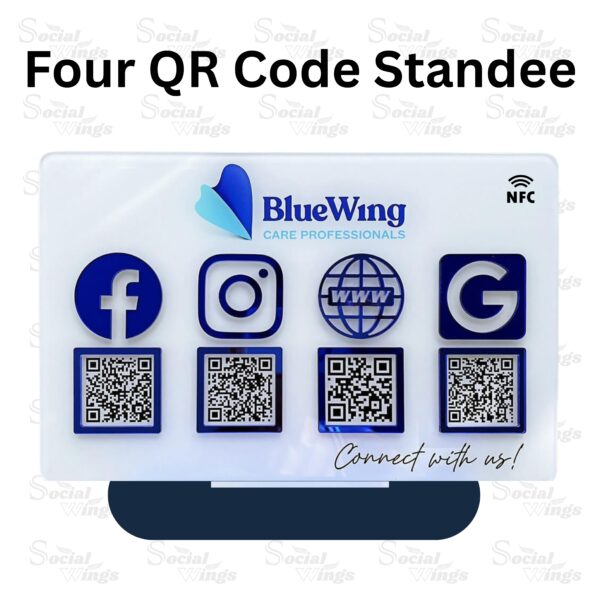 Four QR Code Standee Social Wings