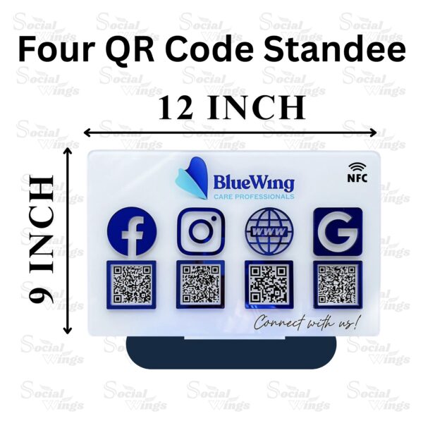 Four QR Code Standee Social Wings