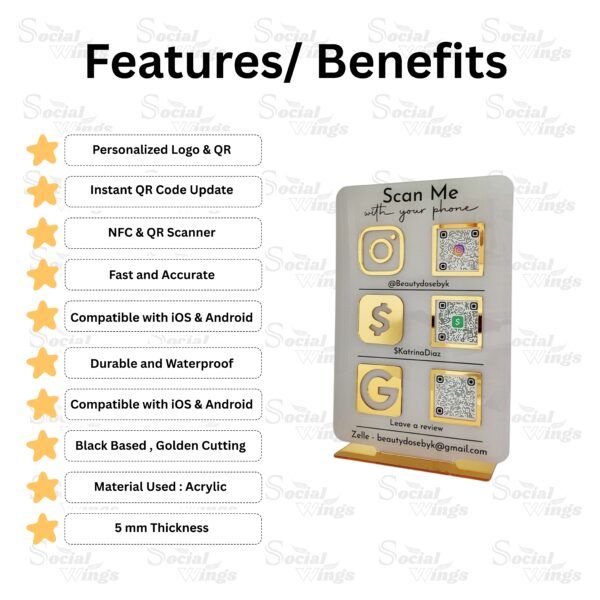 Three QR Code Standee Social Wings India